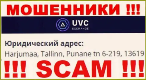 UVC Exchange - это незаконно действующая контора, которая спряталась в оффшорной зоне по адресу: Harjumaa, Tallinn, Punane tn 6-219, 13619