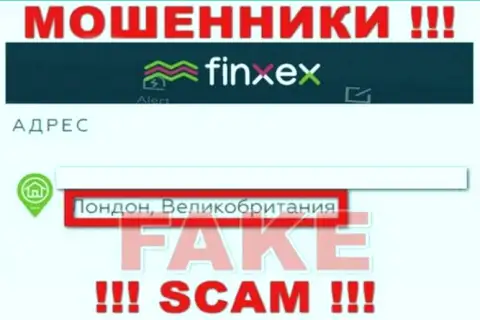 Finxex Com решили не распространяться об своем настоящем адресе регистрации