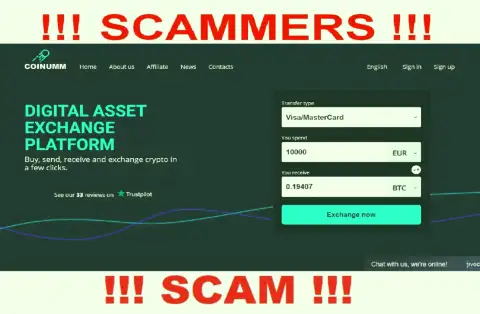 Coinumm OÜ scammers home page