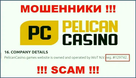 Рег. номер PelicanCasino Games, взятый с их официального веб-ресурса - 12974