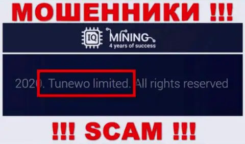 Жулики IQ Mining пишут, что Tunewo Limited владеет их разводняком