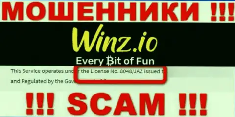 На ресурсе Winz Casino имеется лицензионный номер, но это не отменяет их мошенническую суть