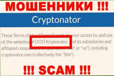 Организация Cryptonator находится под управлением организации OOO Криптонатор