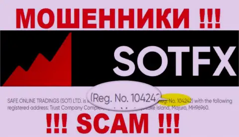 Как представлено на официальном интернет-сервисе мошенников Sot FX: 10424 - это их регистрационный номер