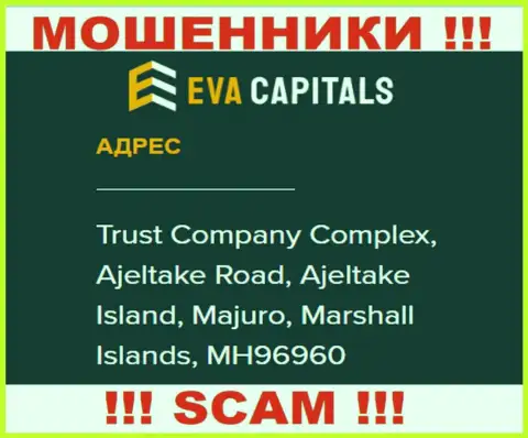 На информационном портале EvaCapitals Com представлен офшорный юридический адрес организации - Trust Company Complex, Ajeltake Road, Ajeltake Island, Majuro, Marshall Islands, MH96960, будьте очень осторожны - это обманщики