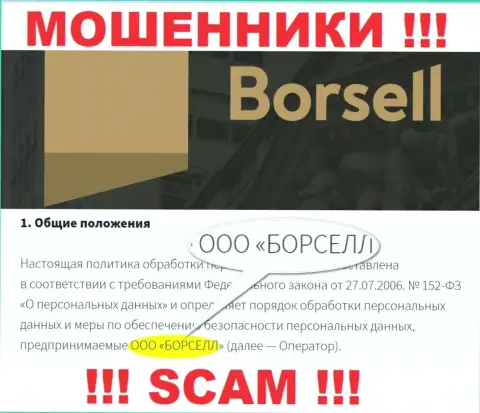 Махинаторы Borsell Ru принадлежат юр лицу - ООО БОРСЕЛЛ