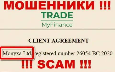 Вы не сможете сохранить собственные вложенные деньги имея дело с организацией TradeMy Finance, даже если у них имеется юридическое лицо Monyxa Ltd