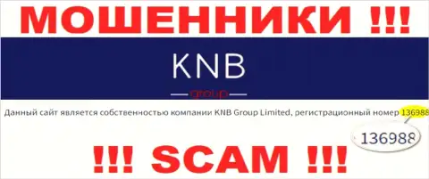 Номер регистрации компании, владеющей КНБ-Групп Нет - 136988