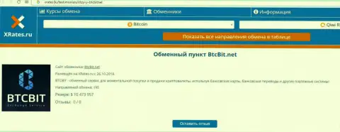 Информация об обменном онлайн-пункте BTC Bit на сайте хрейтес ру