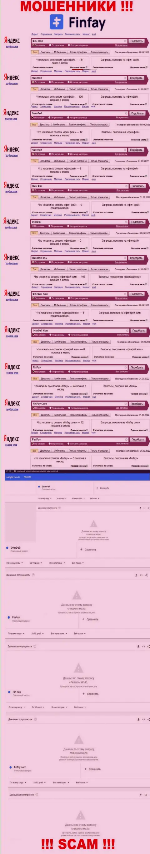 Суммарное число запросов в глобальной internet сети по бренду мошенников ФинФей