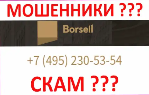 С какого именно номера телефона будут звонить интернет мошенники из конторы Borsell неведомо, у них их масса
