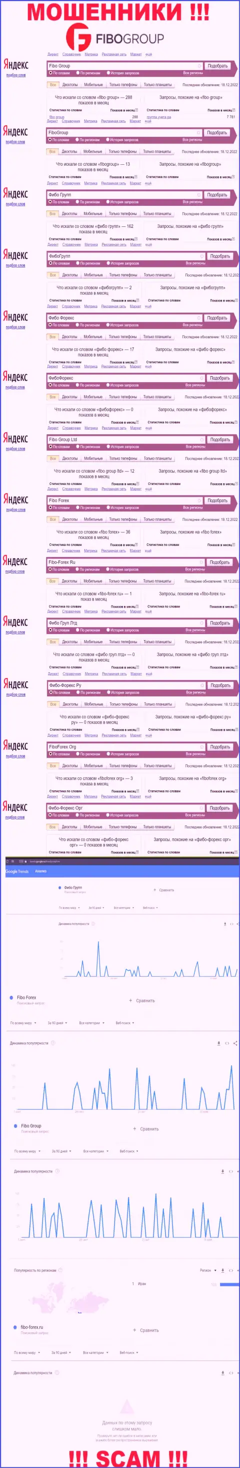Статистические показатели поисков инфы о интернет-шулерах Fibo Forex
