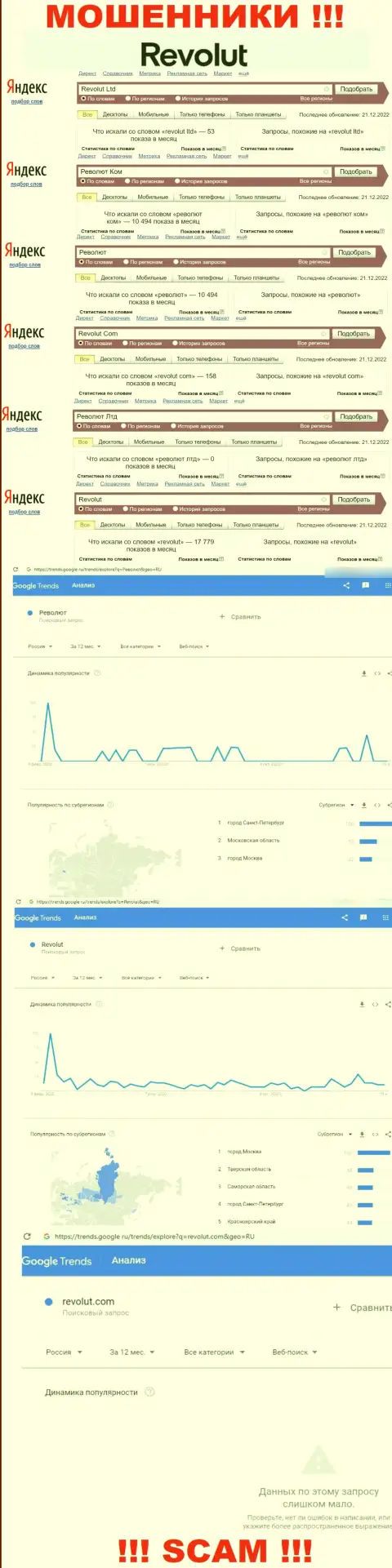 Статистические показатели о запросах в поисковиках всемирной сети Интернет сведений о организации Revolut