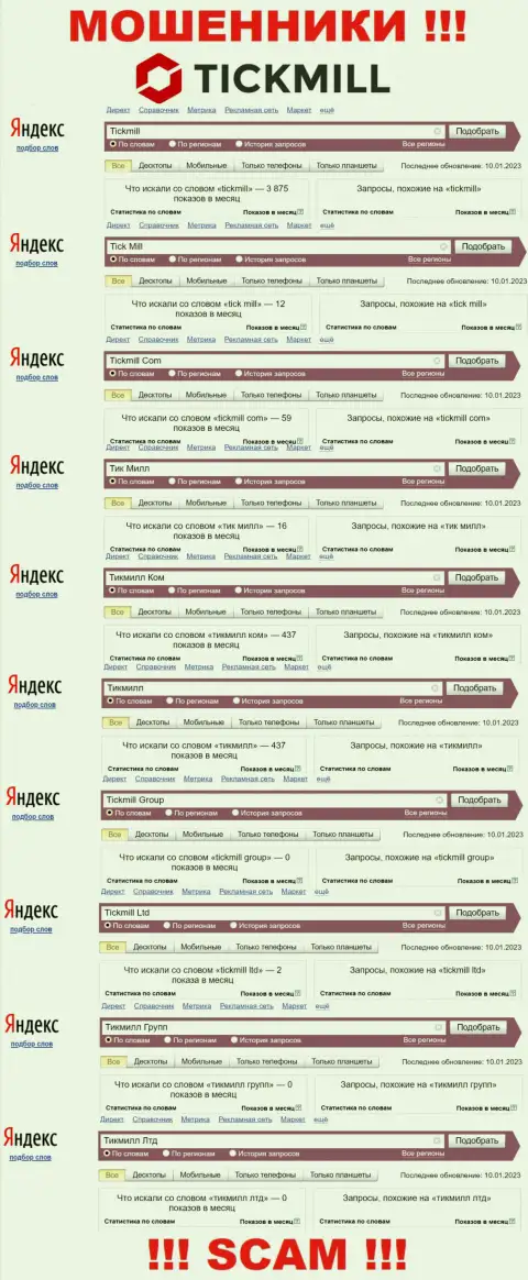 Насколько мошенники Tickmill пользуются спросом у посетителей всемирной паутины ???