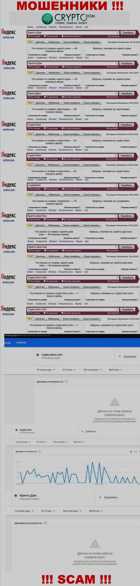 Статистические данные поисков инфы о интернет-разводилах Крипто-Дом