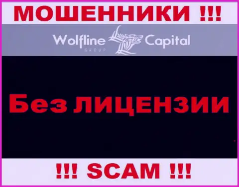 Невозможно найти данные об лицензии мошенников Wolfline Capital - ее просто нет !!!