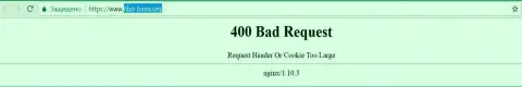 Официальный веб-сайт брокера Фибо-форекс Орг несколько дней недоступен и показывает - 400 Bad Request (ошибочный запрос)