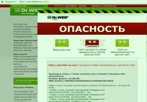 Свидетельствование того, что хакеры с GerchikCo Com внесли официальный web-портал Gerchik-Co.Com в список ПРИНОСЯЩИХ ВРЕД !!!
