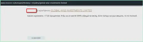 В честном отзыве валютный трейдер предостерегает, что Форекс организация Global Wise Investments Limited - это ЖУЛЬНИЧЕСТВО !!!